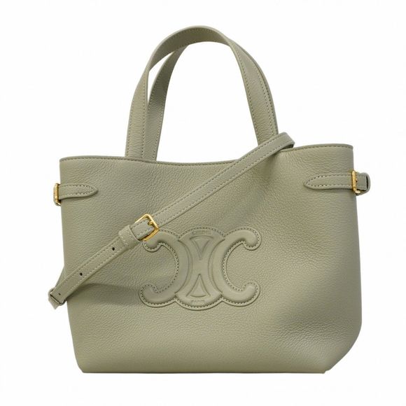 Celine Triomphe Mini Cabas Anais Handbag Green Leather with Gold Hardware 2-Way - Picture 1 of 10